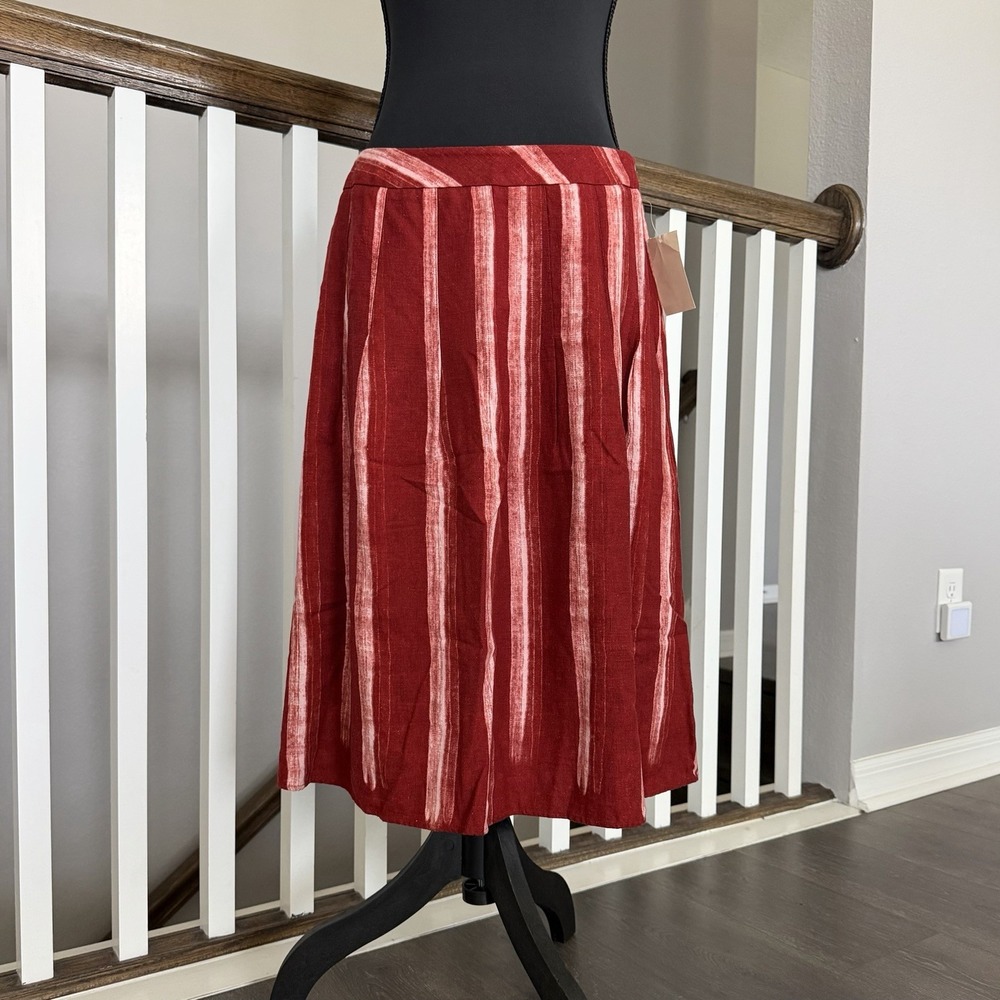 Coldwater Creek NWT Linen Blend Brushstroke Skirt Small Petite 8 Boho Resort Art